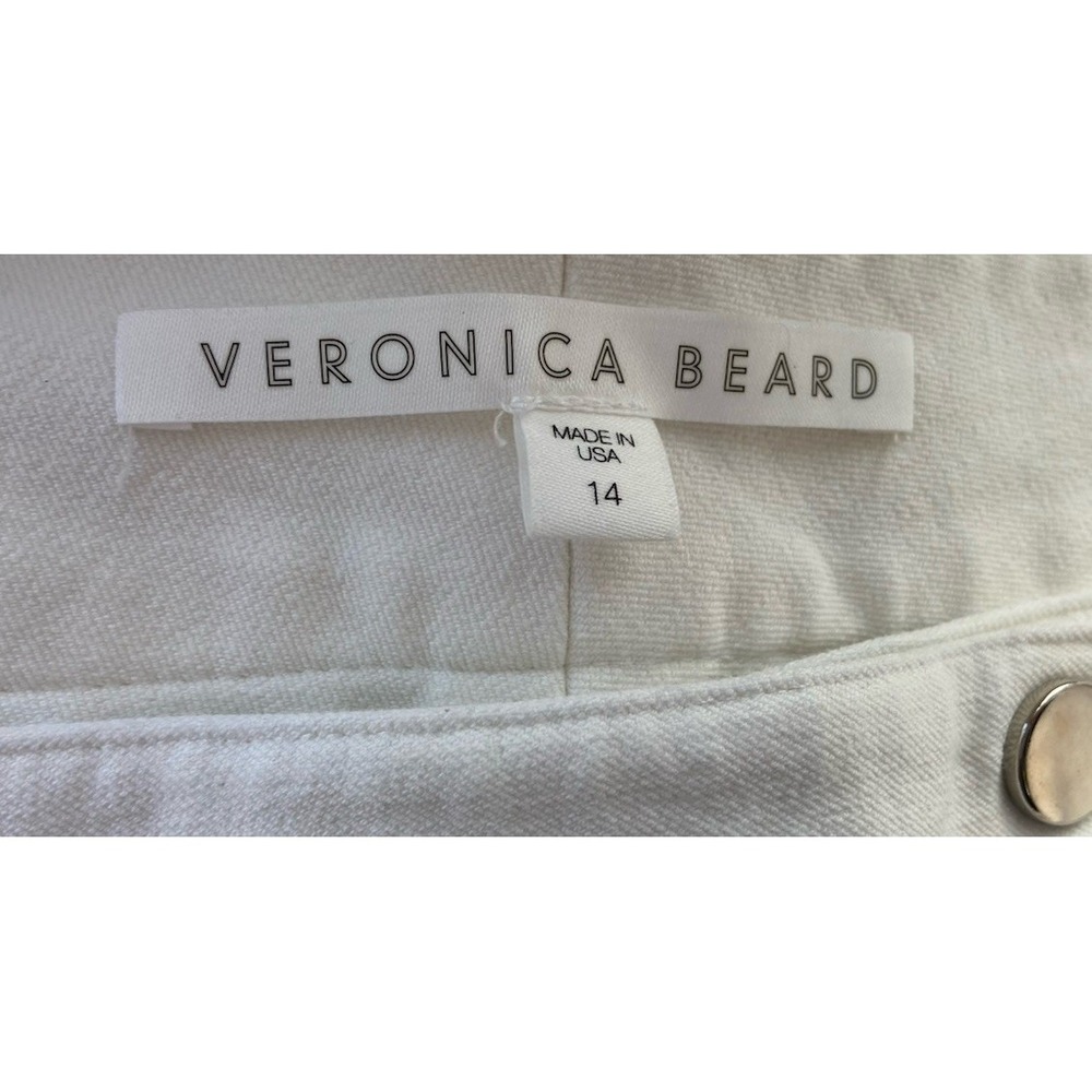 Veronica Beard Metro Cropped Zip Embellished Kick Flare Pants Size 14 White Luxe - Picture 4 of 9